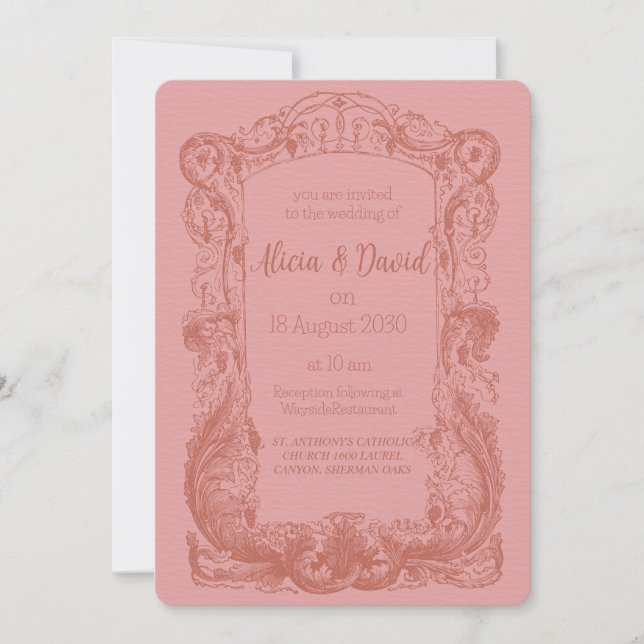 Invitations de mariage Rococo vintage (Devant)