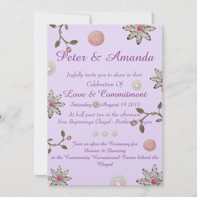 Invitations de mariage romantique Jane Metal (Devant)