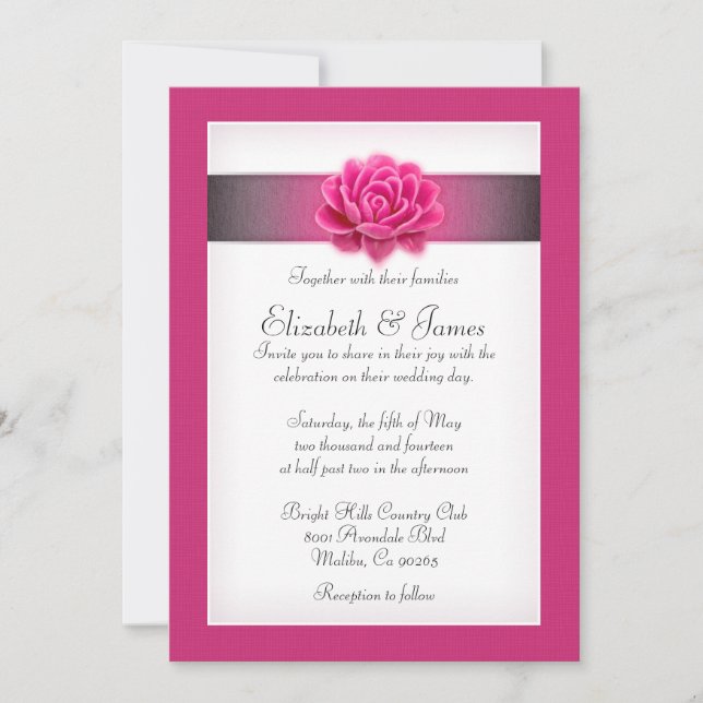 Invitations de mariage rose (Devant)