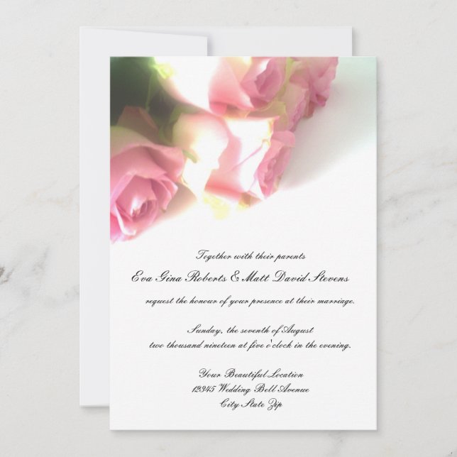 Invitations de mariage rose (Devant)