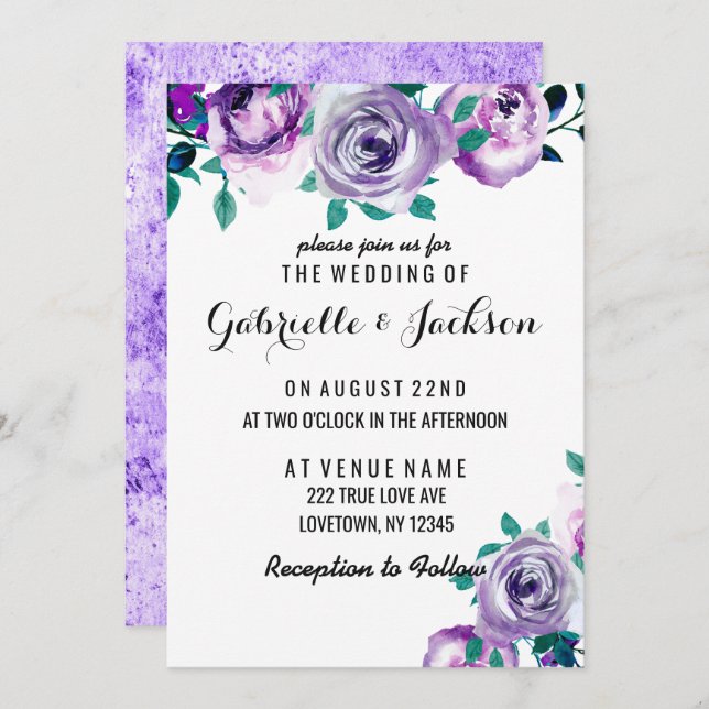 Invitations de mariage Rose à la menthe et au viol (Devant / Derrière)
