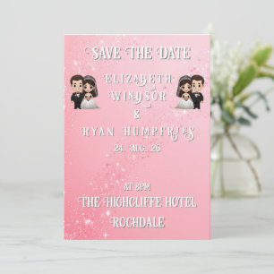 Invitations de mariage rose avec étincelles de dia