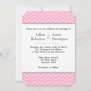 Invitations de mariage rose Chevron
