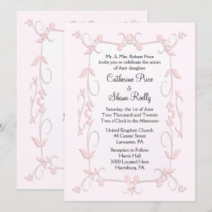 Invitations de mariage rose délicates