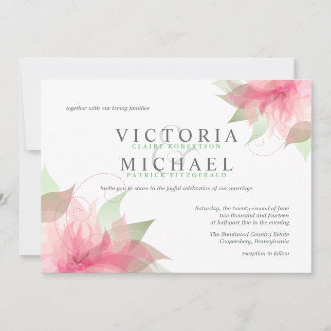 Invitations de mariage rose et blanc Stargazer (Devant)