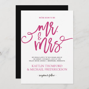 Invitations de mariage rose et noir chaud Script
