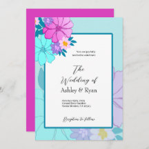 Invitations de mariage rose et Turquoise