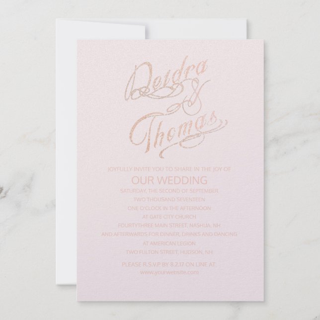 Invitations de mariage rose Gold (Dos)