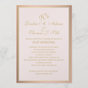 Invitations de mariage rose Gold