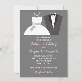 Invitations de mariage rose noir et blanc Tuxedo G