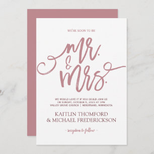 Invitations de mariage Rose poussiéreuses   Script