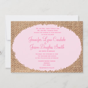 Invitations de mariage roses à Burlap en Russie