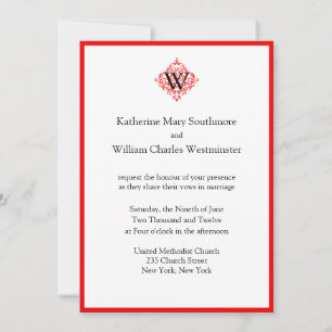 Invitations De Mariage Rouge Blanc Et Noir