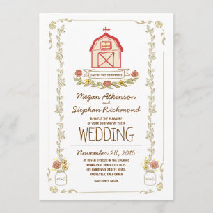 Invitations de mariage rustique à la grange