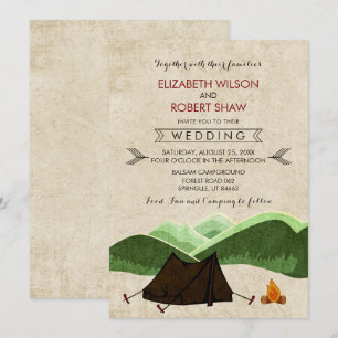 Invitations de mariage rustique au Camping