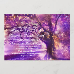 Invitations de mariage rustique de chêne violet