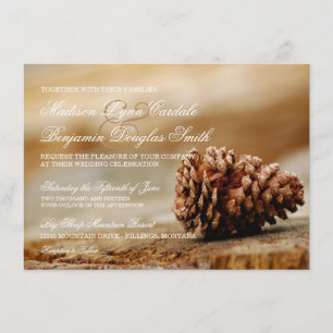 Invitations de mariage rustique de pin cône