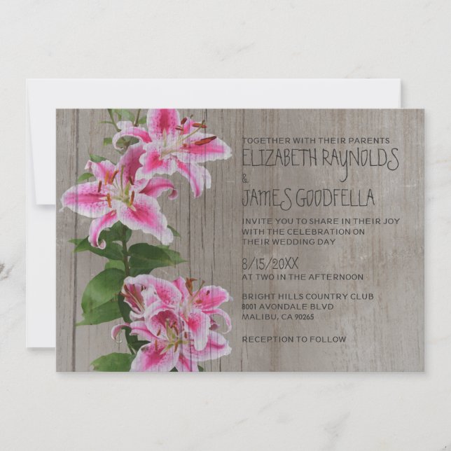 Invitations de mariage rustique de Stargazer Lily (Devant)