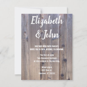 Invitations de mariage rustique en bois