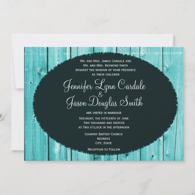 Invitations de mariage rustique en bois d'étable T (Devant)