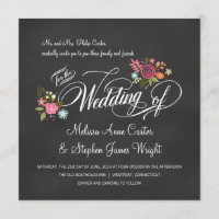 Invitations de mariage Rustique Floral Chalkboard