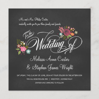 Invitations de mariage Rustique Floral Chalkboard