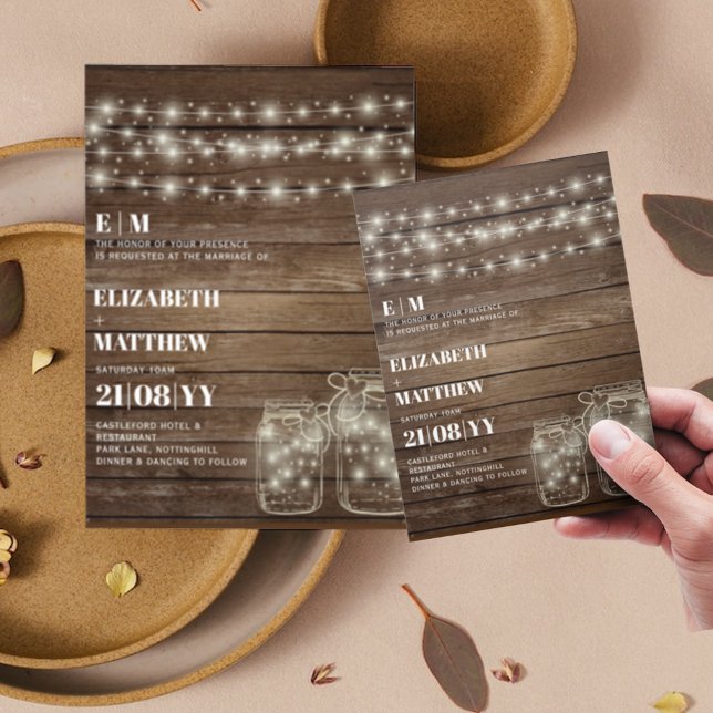 Invitations de mariage rustique Lumières Mason Jar (Créateur téléchargé)