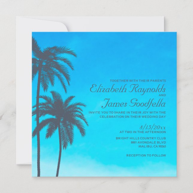 Invitations de mariage rustique Palm Tree (Devant)