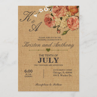 Invitations de mariage rustique personnalisables