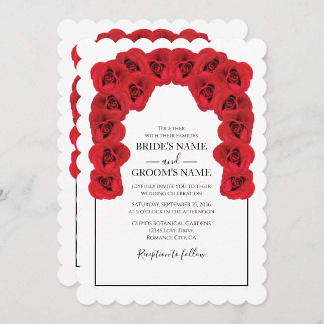 Invitations de mariage Rustique Red Roses (Devant / Derrière)