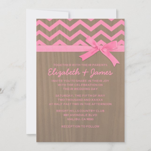 Invitations de mariage rustiques Chevron Zigzag (Devant)
