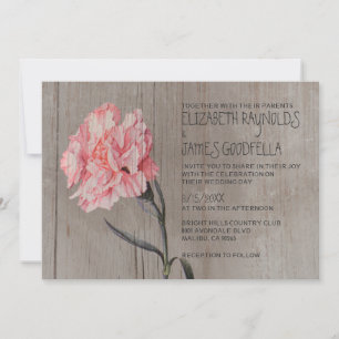 Invitations de mariage rustiques pour les oeillets