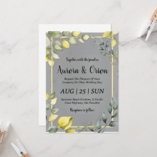 invitations de mariage simple jaune et gris