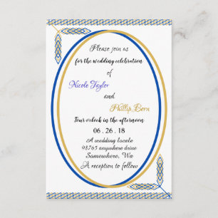 invitations de mariage simples et bleues et jaunes