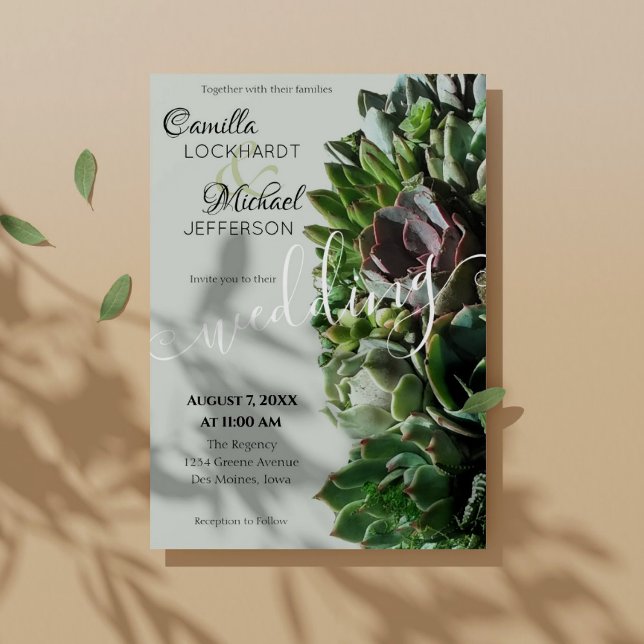 Invitations De Mariage Succulent Vert (Créateur téléchargé)
