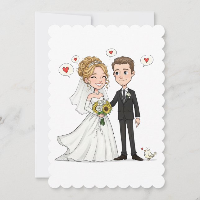 Invitations de mariage sur papier plat (Devant)