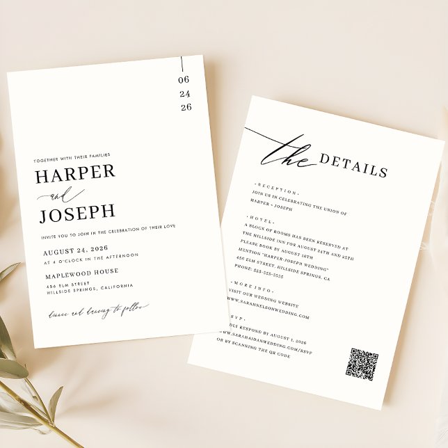 Invitations De Mariage Tout En Un Avec Code QR (Créateur téléchargé)