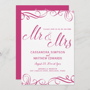 Invitations de mariage tout en un Rose chaud