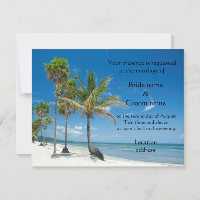 Invitations de mariage tropical ou fête de plage (Devant)