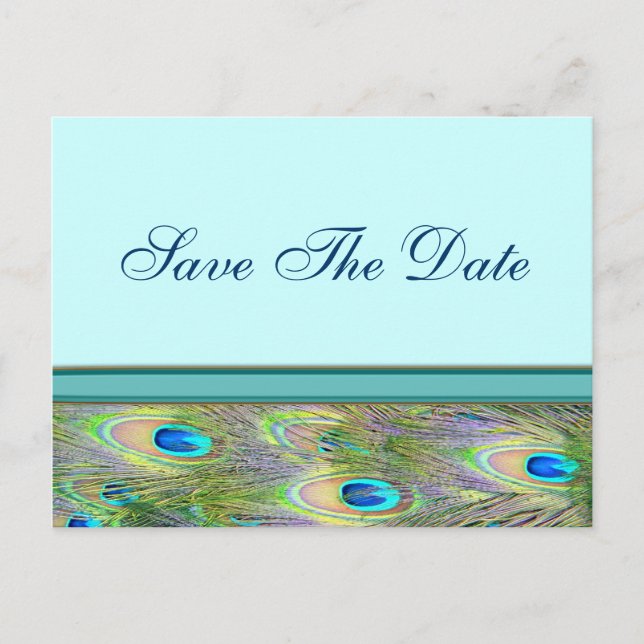 Invitations de mariage turquoise Blue Peacock (Devant)