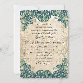 Invitations de mariage turquoise Gold & Lime Peaco