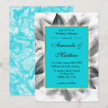 Invitations de mariage Turquoise noir et marbre d'