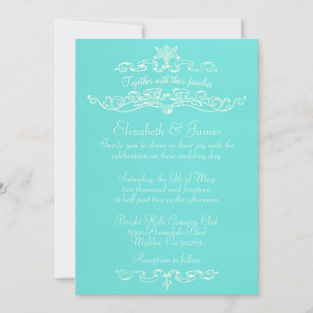Invitations de mariage Turquoises de luxe (Devant)