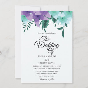 Invitations de mariage turquoises et violettes