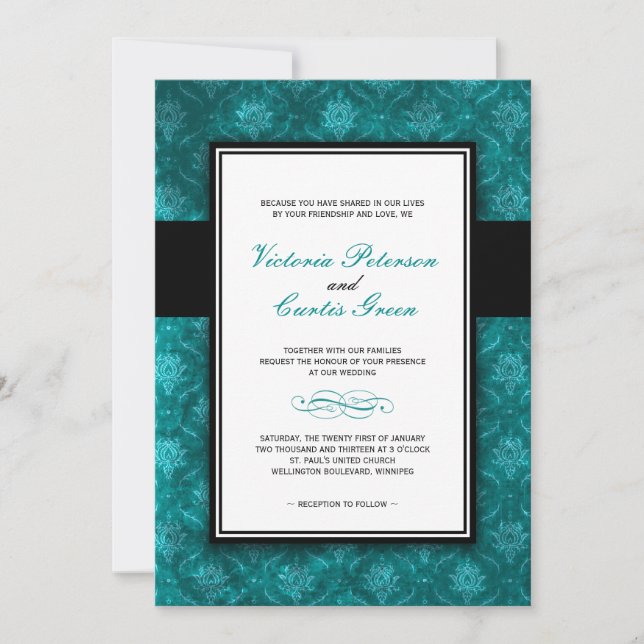 Invitations de mariage velours classique (Devant)