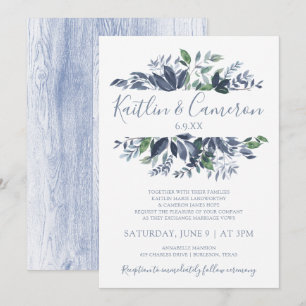 Invitations de mariage verdoyantes - Dusty Blue & 