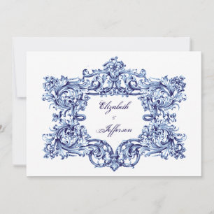 Invitations de mariage Vintage bleu