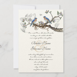 Invitations de mariage vintage Bluebirds