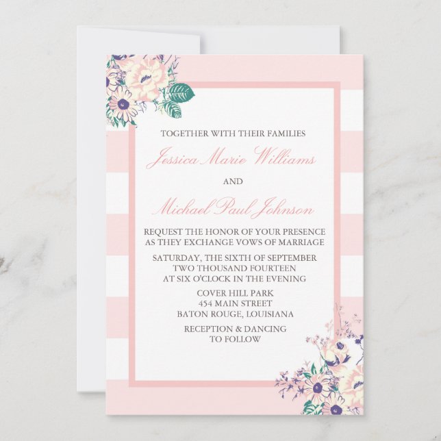 Invitations de mariage vintage Flora (Devant)