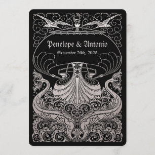 Invitations de mariage vintage Nautique Argent
